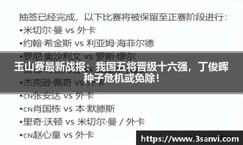 玉山赛最新战报：我国五将晋级十六强，丁俊晖种子危机或免除！